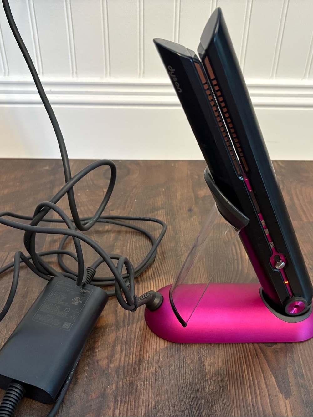 Dyson Corrale Hair Straightener Fuchsia Pink Black w/ Charging Stand & Cord